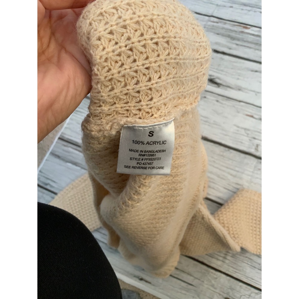 Pink Rose Womens Tan Waffle Knit Sweater Crew Neck High Low Hem Small - Picture 3 of 3